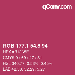 カラーコード: RGB 177.1 54.8 94 | qconv.com