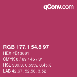 カラーコード: RGB 177.1 54.8 97 | qconv.com
