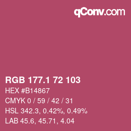 カラーコード: RGB 177.1 72 103 | qconv.com