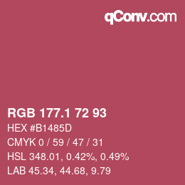 カラーコード: RGB 177.1 72 93 | qconv.com