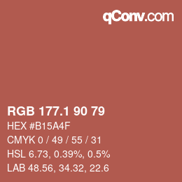 カラーコード: RGB 177.1 90 79 | qconv.com
