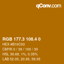 カラーコード: RGB 177.3 108.4 0 | qconv.com