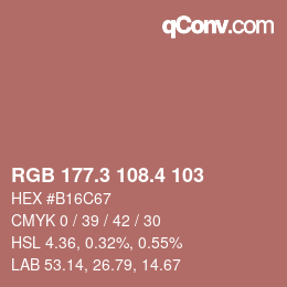 カラーコード: RGB 177.3 108.4 103 | qconv.com