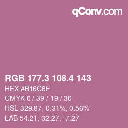カラーコード: RGB 177.3 108.4 143 | qconv.com