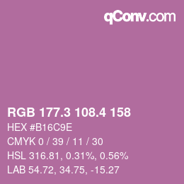 カラーコード: RGB 177.3 108.4 158 | qconv.com