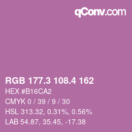 カラーコード: RGB 177.3 108.4 162 | qconv.com