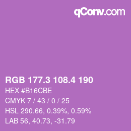 カラーコード: RGB 177.3 108.4 190 | qconv.com