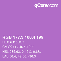 カラーコード: RGB 177.3 108.4 199 | qconv.com
