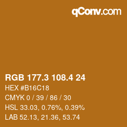 カラーコード: RGB 177.3 108.4 24 | qconv.com