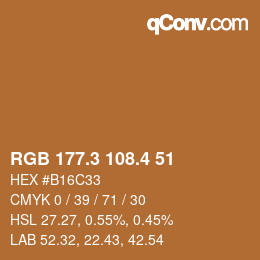 カラーコード: RGB 177.3 108.4 51 | qconv.com