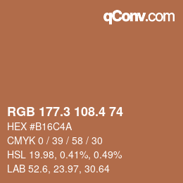 カラーコード: RGB 177.3 108.4 74 | qconv.com