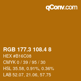 カラーコード: RGB 177.3 108.4 8 | qconv.com