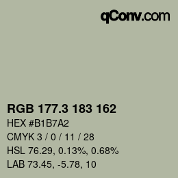 カラーコード: RGB 177.3 183 162 | qconv.com