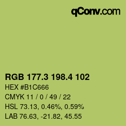 カラーコード: RGB 177.3 198.4 102 | qconv.com
