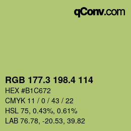 カラーコード: RGB 177.3 198.4 114 | qconv.com