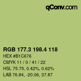 カラーコード: RGB 177.3 198.4 118 | qconv.com