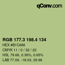 カラーコード: RGB 177.3 198.4 134 | qconv.com