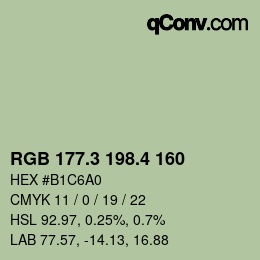カラーコード: RGB 177.3 198.4 160 | qconv.com