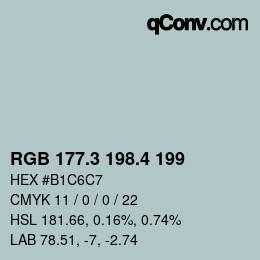 カラーコード: RGB 177.3 198.4 199 | qconv.com