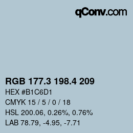 カラーコード: RGB 177.3 198.4 209 | qconv.com