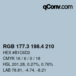 カラーコード: RGB 177.3 198.4 210 | qconv.com