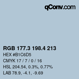 カラーコード: RGB 177.3 198.4 213 | qconv.com