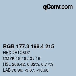 カラーコード: RGB 177.3 198.4 215 | qconv.com