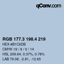 カラーコード: RGB 177.3 198.4 219 | qconv.com