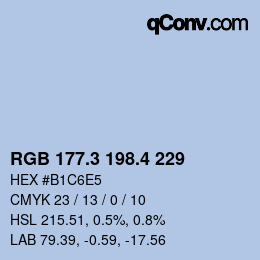 カラーコード: RGB 177.3 198.4 229 | qconv.com