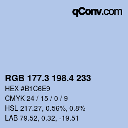カラーコード: RGB 177.3 198.4 233 | qconv.com