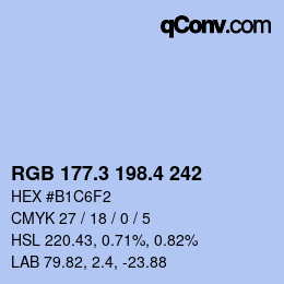 カラーコード: RGB 177.3 198.4 242 | qconv.com