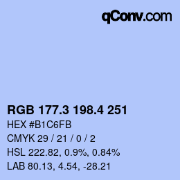 カラーコード: RGB 177.3 198.4 251 | qconv.com