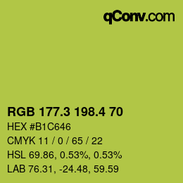 カラーコード: RGB 177.3 198.4 70 | qconv.com
