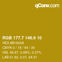 カラーコード: RGB 177.7 146.6 10 | qconv.com