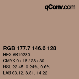 カラーコード: RGB 177.7 146.6 128 | qconv.com