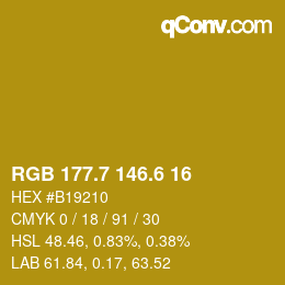 カラーコード: RGB 177.7 146.6 16 | qconv.com