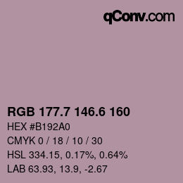 カラーコード: RGB 177.7 146.6 160 | qconv.com