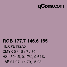 カラーコード: RGB 177.7 146.6 165 | qconv.com