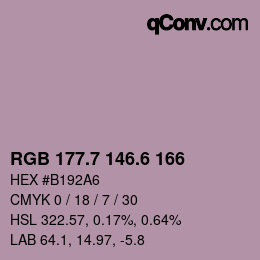 カラーコード: RGB 177.7 146.6 166 | qconv.com