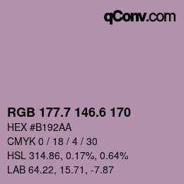カラーコード: RGB 177.7 146.6 170 | qconv.com