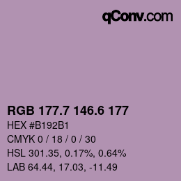 カラーコード: RGB 177.7 146.6 177 | qconv.com