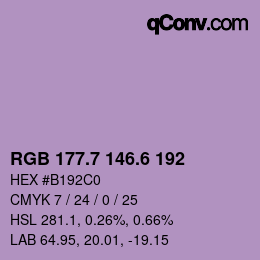 カラーコード: RGB 177.7 146.6 192 | qconv.com