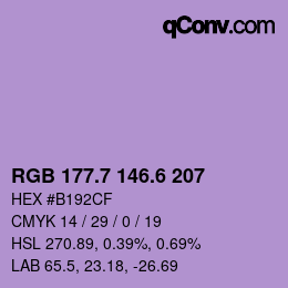 カラーコード: RGB 177.7 146.6 207 | qconv.com