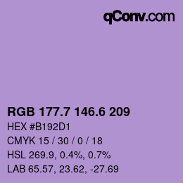 カラーコード: RGB 177.7 146.6 209 | qconv.com