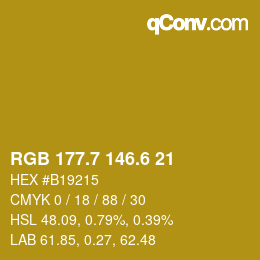 カラーコード: RGB 177.7 146.6 21 | qconv.com