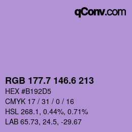カラーコード: RGB 177.7 146.6 213 | qconv.com