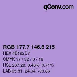 カラーコード: RGB 177.7 146.6 215 | qconv.com