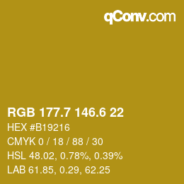 カラーコード: RGB 177.7 146.6 22 | qconv.com