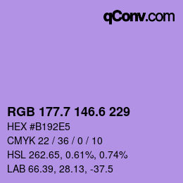 カラーコード: RGB 177.7 146.6 229 | qconv.com
