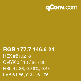 カラーコード: RGB 177.7 146.6 24 | qconv.com